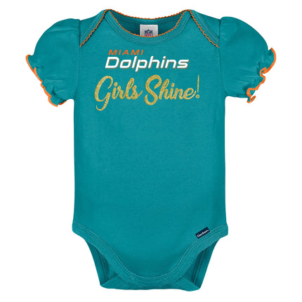 Lot de 3 grenouillères à manches courtes NFL Standard pour bébé fille Gerber, couleur de l'équipe, 18 mois