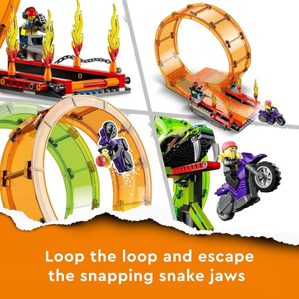 LEGO 60339 City Stuntz Double Loop Stunt Arena, Monster Truck Playset with 2 Toy Motorbikes, Ramp and Minifigures, for Kids Aged 7 Plus
