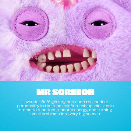 Fuggler Fugglercorns 9 Inch Plush Collectible Toy (Mr Screech) by ZURU Featuring Funny Ugly Monster Unicorn Designs with Glitter Details, Human‑Like Teeth, Crooked Horns
