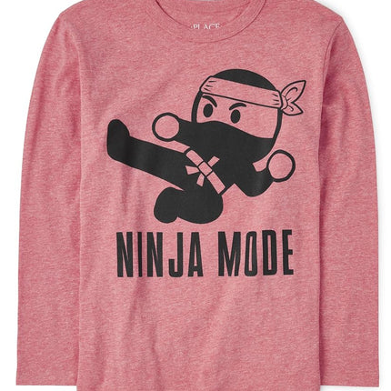 The Children's Place T-shirt graphique à manches longues pour garçons, mode ninja rubis, taille XXL