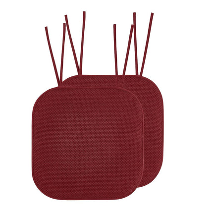 Elegant Comfort 2 Pack Chair Cushion Covers - Skid-Proof Rubber Backing - 16 x 16 Inch - Thick Dining Square Shape Seat Covers - Comfortable Textured Chair Pads with Ties - Honeycomb Pattern, Burgundy