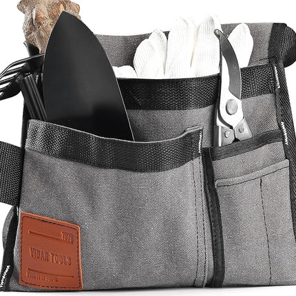 Vidar Tools 6-Pocket Single Side Tool Belt Pouch/Gardening Apron for Carpenter and Gardener.Durable Canvas Construction.Comfortable Adjustable Belt.Light Weight.Grey.