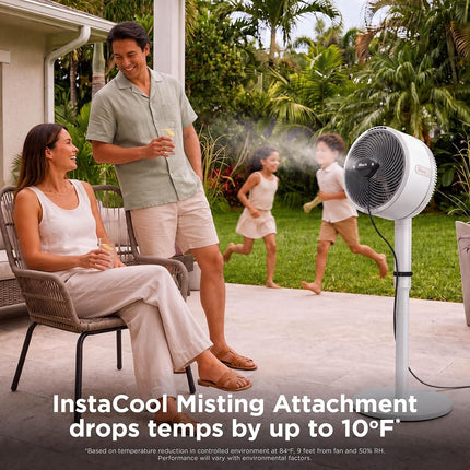 Shark FlexBreeze Pedestal & Tabletop Oscillating Fan with Remote, Indoor & Outdoor, Portable, Corded & Cordless with InstaCool Misting Attachment, White, FA222WH
