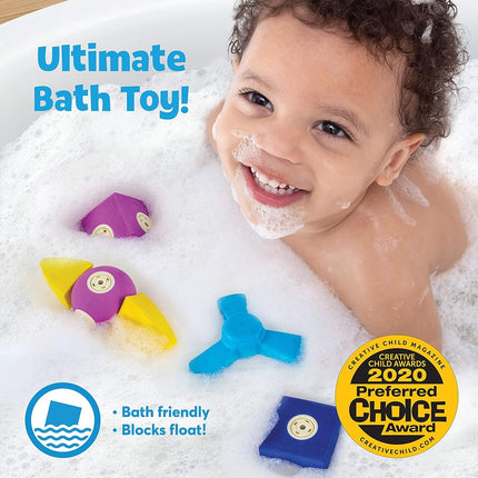 Magnetic Foam Blocks – STEM Preschool Toys for Children, Toddlers, Boys and Girls, The Ultimate Bath Toy – 100 Piece Set with Toy Chest, Bath Building Blocks, Engineering Toys for Kids 3-6