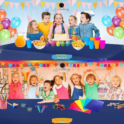 Navy Blue 12 Pack Premium Disposable Plastic Tablecloth 54 Inch. x 108 Inch. Rectangle Table Cover By Grandipity