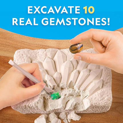 NATIONAL GEOGRAPHIC Gemstone Dig Kit – Dig Up 10 Real Gems & Crystals, Science Kit for Kids, Gem Digging Kit for Kids, Mining Kit, Rock Collection