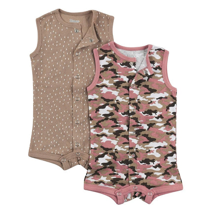 Hanes Salopettes sans manches Ultimate unisexe pour garçons et filles, paquet de 2, couleurs havane, 0-6 mois