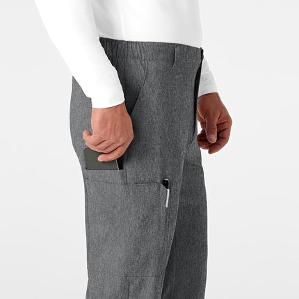 WonderWink Men's Flat Front Cargo Scrub Pant, Charcoal Heather, 3X