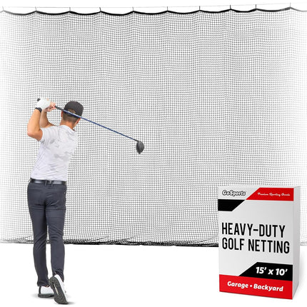GoSports 15 ft x 10 ft Sports Netting - Hitting Net for Golf, Baseball, Hockey, Soccer, LAX and More