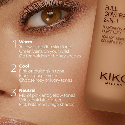 KIKO Milano Full Coverage 2-In-1 Foundation & Concealer 03 - Cr 20 | 2 in 1 foundation and concealer, superior coverage
