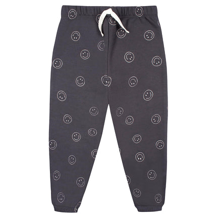 Gerber Baby Boys Toddler 2-piece Fleece Sweatshirt and Jogger Set, Charcoal Smiley, 5T
