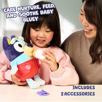 Bluey Toys, Care and Cuddle Baby Plush Toy, 11", 10 Sounds, Ages 3+