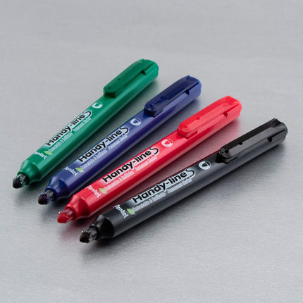 Permanent Retractable Marker Slim Type, 4.5mm Bullet Point, Black Ink, Box of 12