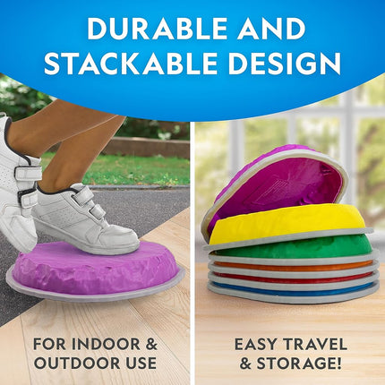 National Geographic Stepping Stones for Kids – Durable Non-Slip Balance Stones Encourage Toddler Gross Motor Skills, Indoor & Outdoor Toys, Obstacle Course (Set of 6)