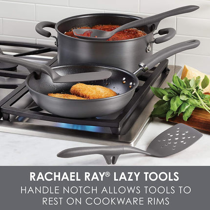 Rachael Ray – Ensemble de 3 spatules et cuillères de cuisine, outils et gadgets (gris)