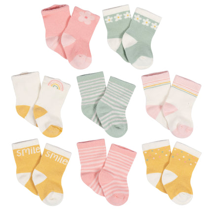 Gerber Unisex Baby 8-Pair Wiggle-Proof Sock, Golde