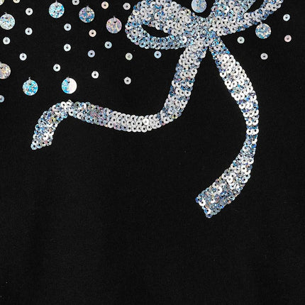 The Children's Place Girls' Long Sleeve Graphic Top with Back Detail, Black Bow, X-Small