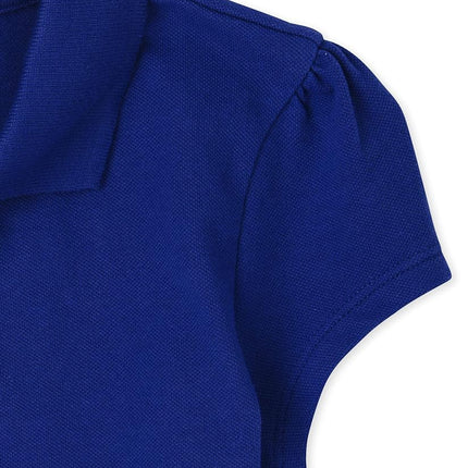 The Children's Place Girls Uniform Ruffle Pique Polo Shirt, Renew Blue, M 7 8 US, Renew Blue, Small