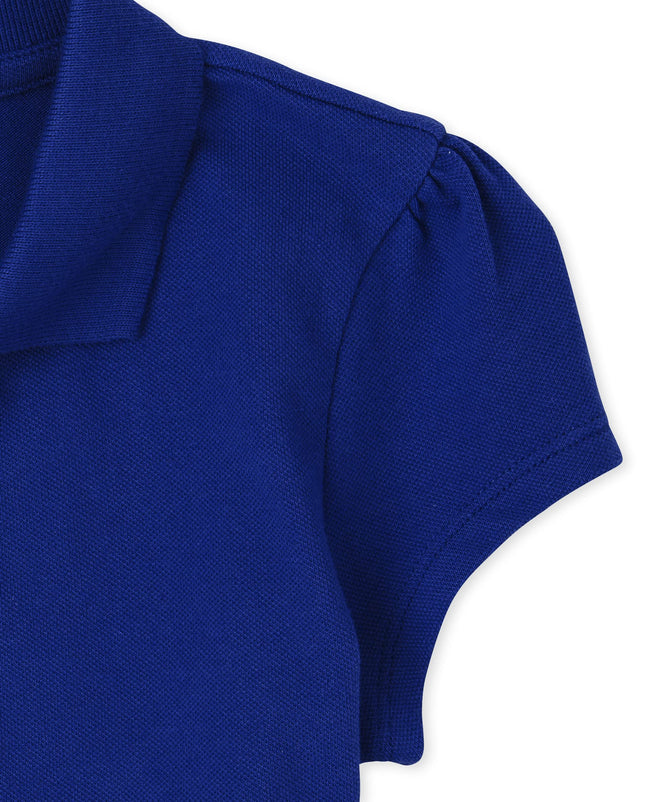 The Children's Place Girls Uniform Ruffle Pique Polo Shirt, Renew Blue, M 7 8 US, Renew Blue, Small