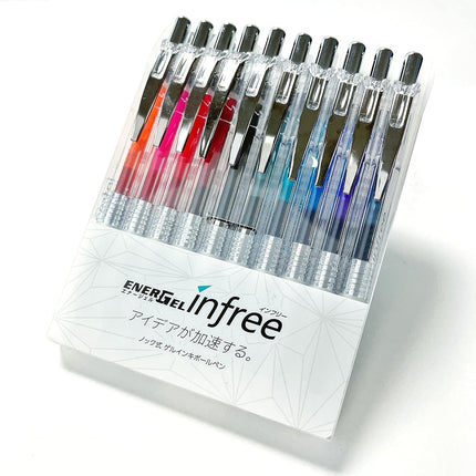 Bolígrafo Pentel EnerGel (EnerGel Infree), punta de 0,7 mm, juego de 10 colores (BL77TL-10)