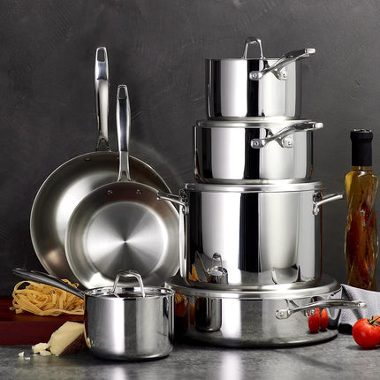 Tramontina Signature Tri-Ply Clad Stainless Steel 12-Pc Pots and Pans Set