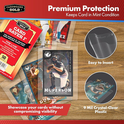 Cardboard Gold Card Saver 1-1000 Count - Semi Rigid Card Holder, Trading Card Protectors - PSA-Approved Cardsaver for Baseball, Trading, Sports Cards - Card Sleeves, Binder, & Storage Box Compatible