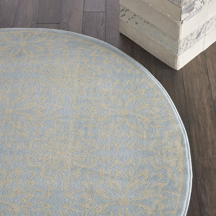 Nourison JUB06 Jubilant Transitional Floral Ivory/Light Blue Area Rug 5'XROUND