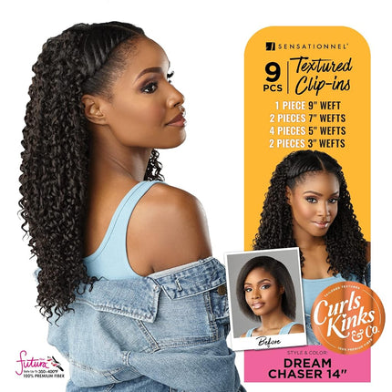 Sensationnel Curls Kinks & Co Synthetic Hair Clip ins - DREAM CHASER 14 (Color:1 Jet Black)