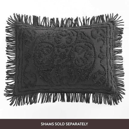 Beatrice Home Fashions Medallion Chenille Bedspread, Twin, Charcoal