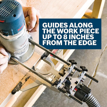 BOSCH RA1054 Deluxe Router Edge Guide with Dust Extraction Hood & Vacuum Hose Adapter, Black