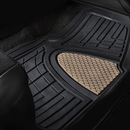 FH GROUP Beige F11511BEIGE Heavy Duty Tall Channel Floor Mats All-Weather Accessories for Trucks, Cars, and Automotive Purposes Trim-to-Fit