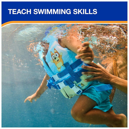 SwimWays Bluey Life Jacket, US Coast Guard Approved Kids Swim Vest, 100-120kg, Blue