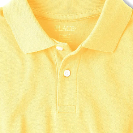 Polo piqué uniforme The Children's Place pour garçons, jaune neuf, T.G. US, jaune neuf, T.G.