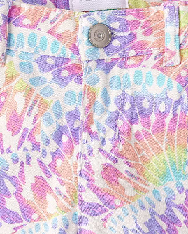 The Children's Place Girls' Denim Skimmer Shorts, Faded Tie Dye, 8