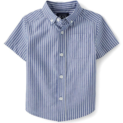 Chemise à manches courtes boutonnée en popeline The Children's Place pour bébé garçon et tout-petit, Galactique, 9-12 mois