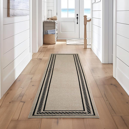 Nautica – Runner Rug | Indoor Runners for Hallways and Entry Rugs| Non-Slip and Non-Skid Entry and Kitchen Door Mat| Machine Washable Entryway Carpet Rugs | 2'2" x 8'| Rope Border Natural Twist