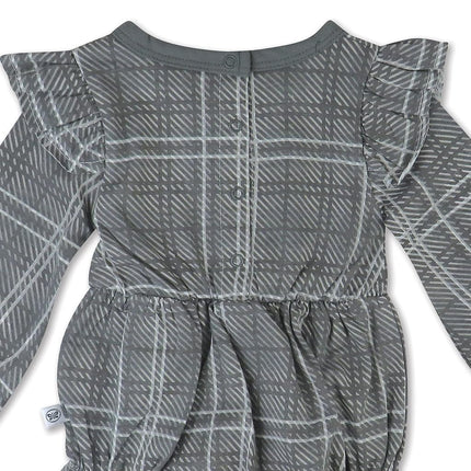 HonestBaby Grenouillère et bandeau unisexe pour bébé 100 % coton biologique pour nourrissons et tout-petits, garçons, filles, unisexe, lot de 2, carreaux gris, 3-6 mois