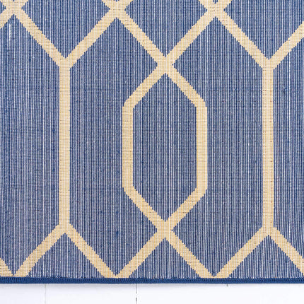 Unique Loom Marilyn Monroetm Glam Collection Carved Geometric Modern Navy Blue Gold Indoor Runner Rug (2' x 10')