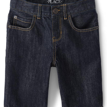 The Children's Place Short en jean extensible pour garçons, lot de 3, délavé foncé, taille 8