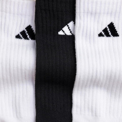 adidas Women's Athletic Cushioned Crew Socks with Arch Support, 6-Pack, Durable, Moisture-Wicking, White/Black/White, Medium