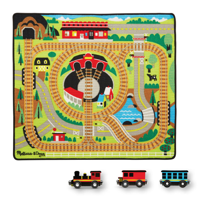 Melissa & Doug Round The Rails Train Rug with 3 Li