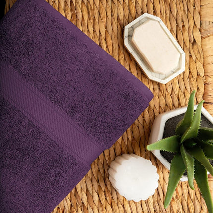 Superior Egyptian Cotton Solid Towel Set, Washcloths 13” x 13”, Hand Towels 20” x 30”, Bath Towels 30” x 55", 800 GSM, Plum, 10-Pieces