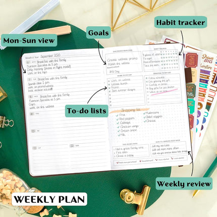 Legend Planner – Weekly & Monthly Life Planner to Hit Your Goals & Live Happier. Organizer Notebook & Productivity Journal. A5 (Dark Brown)
