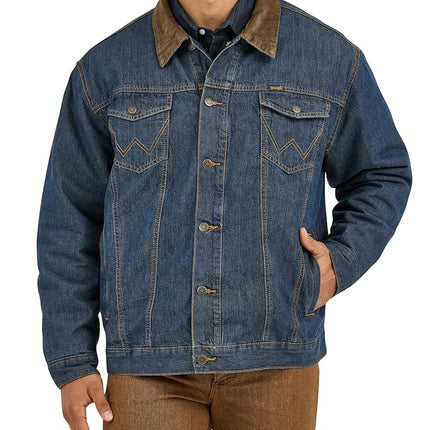 Wrangler Men's Cowboy Cut Western Lined Denim Jacket, Denim/Blanket, US Large Tall