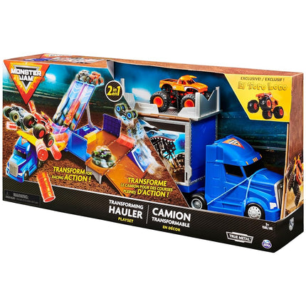 Monster Jam, Official 2-in-1 Transforming Hauler Playset with Exclusive 1:64 Scale El Toro Loco Die-Cast Monster Truck