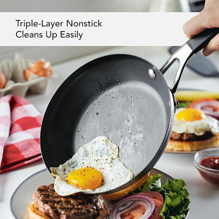 KitchenAid Stainless Steel Nonstick Frying Pans/Skillet Set, 9.5 Inch and 12 Inch - Brushed Stainless Steel
