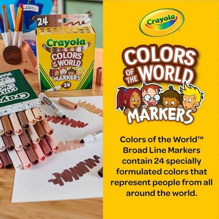 Crayola Colors of The World Markers 24 Pack, Skin Tone Markers, 24