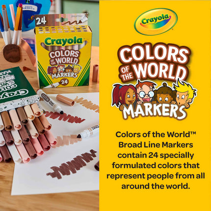 Crayola Colors of The World Markers 24 Pack, Skin Tone Markers, 24