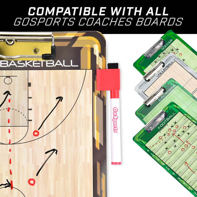 Tableau d'entraîneur GoSports effaçable à sec avec 2 marqueurs effaçables à sec