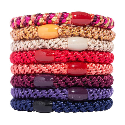 L. Erickson Colorful Hair Ties for Thick Hair, Grab & Go Ponytail Holders, 8 Pack, Morocco Jewel Tone, Thick No-Crease Bands with Strong Hold, Damage-Free, Vibrant & Rich